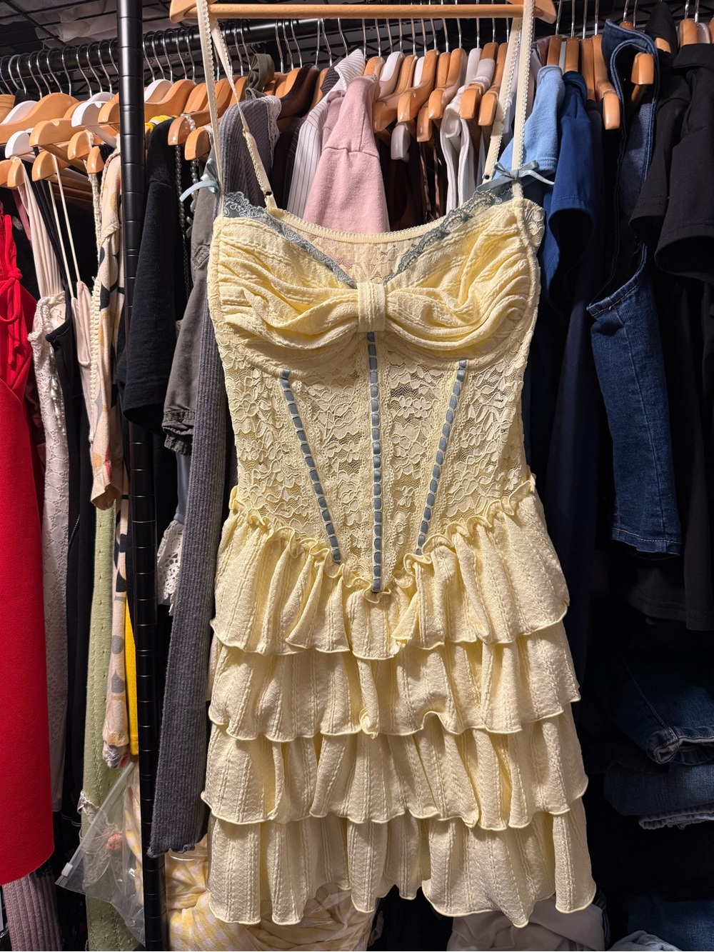 Yellow Lace Mini Dress